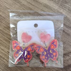 Pink and Purple Butterfly Earrings